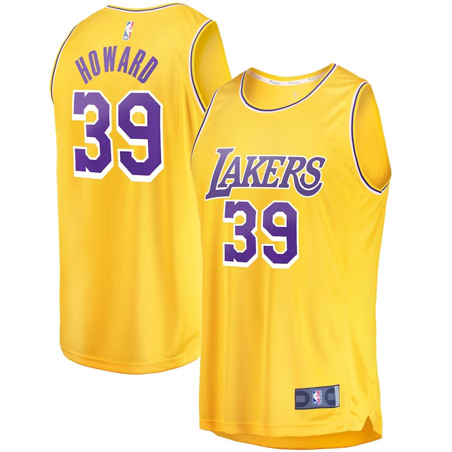 Men Los Angeles Lakers 39 Dwight Howard Fanatics Branded Gold Fast Break Replica NBA Jersey